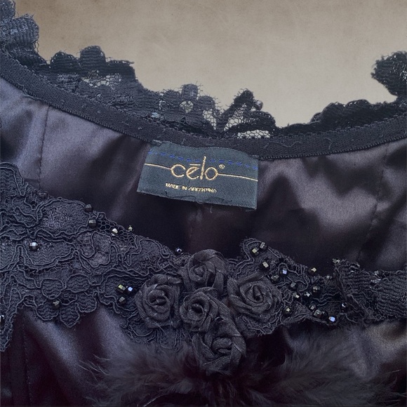 Black satin Morticia style corset top XS - Picture 13 of 14